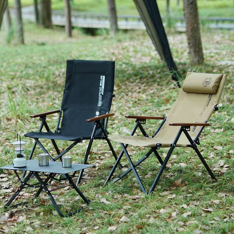 Outdoor Camping High Chair - Cadeira de Praia Dobrável com Encosto