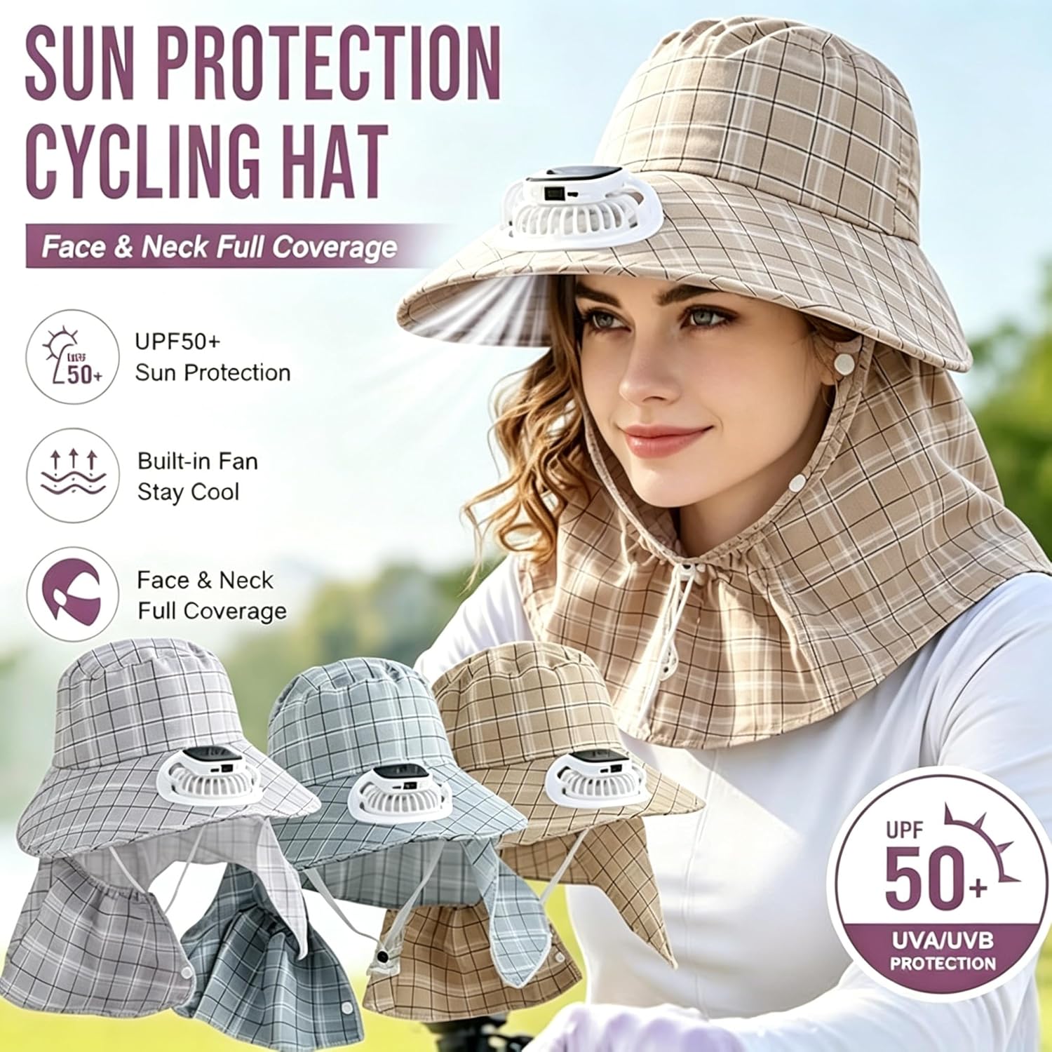 Outdoor Camping Fans - 1PC Chapéu com Ventilador Solar Recarregável