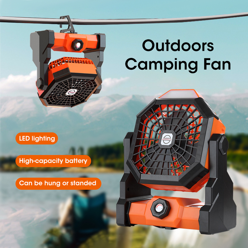 Outdoor Camping Fans - Ventilador de acampamento 10000mAh com lanterna