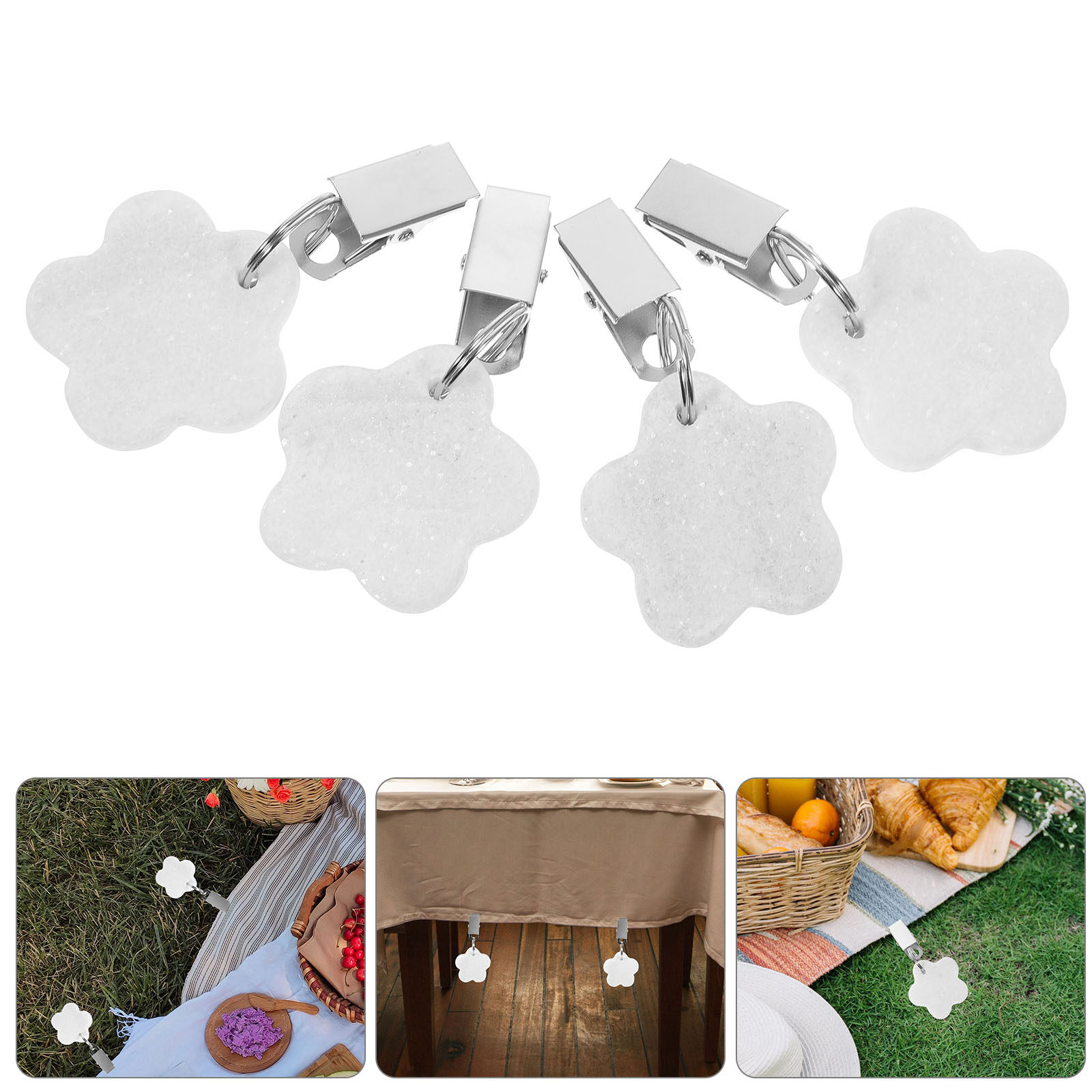 Outdoor Camping Folding Table - 4 prendedores para toalhas de mesa,