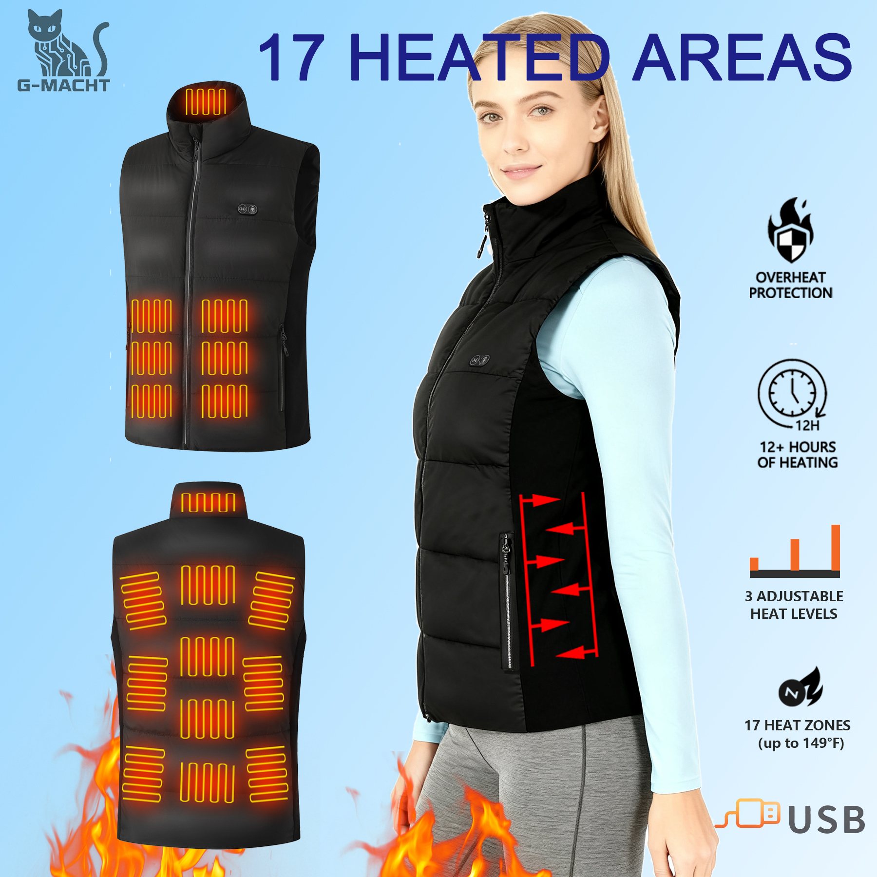 Outdoor Camping Zone - Colete térmico unissex para o inverno,
