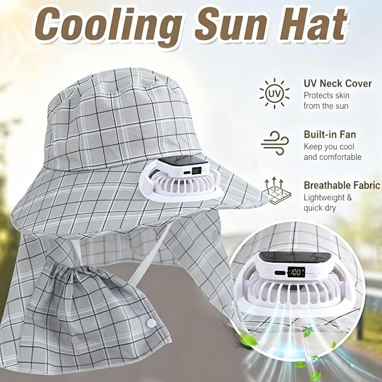 1PC Chapéu com Ventilador Sola - Outdoor Camping Fans avaliação e preço