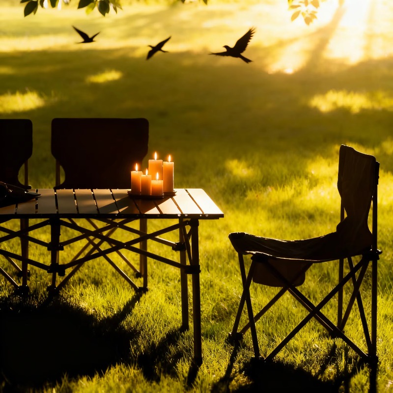 Mesa e Cadeira Dobráveis de Al - Outdoor Camping High Chair avaliação e preço