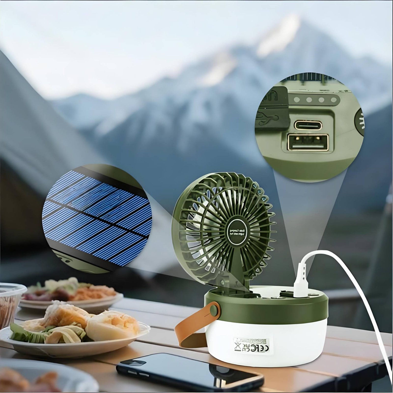 Lanterna de Camping Solar com  - Outdoor Camping Fans avaliação e preço